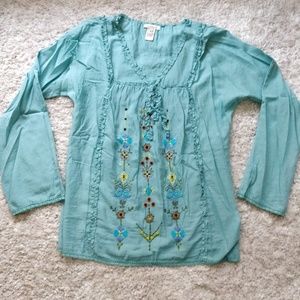 Sundance Embroidered Beaded Floral Blouse